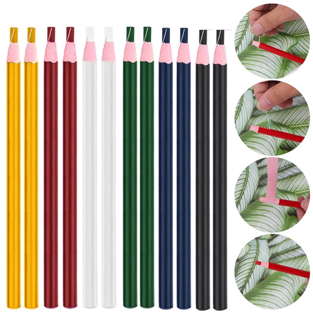 12 Lápis Giz Alfaiate Riscar Marcar Tecido Cores Costura Patchwork