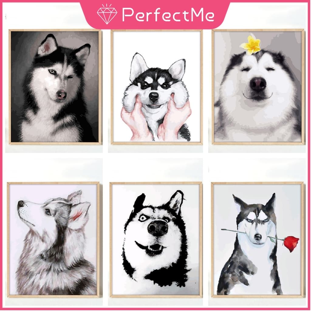 PM Cachorrinho Fofo 5D Pintura Diamante Ponto Cruz Conjunto Completo De Diamantes Acrílica Redonda De Para Decoração De 