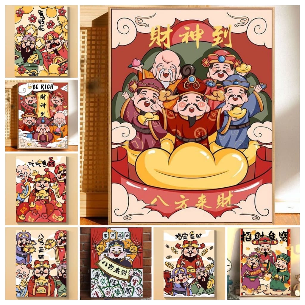 Pmo Deus Da Riqueza 5D Pintura Diamante Ponto Cruz Conjunto Completo De Diamantes Acrílico Redondo Para Decoração De Cas