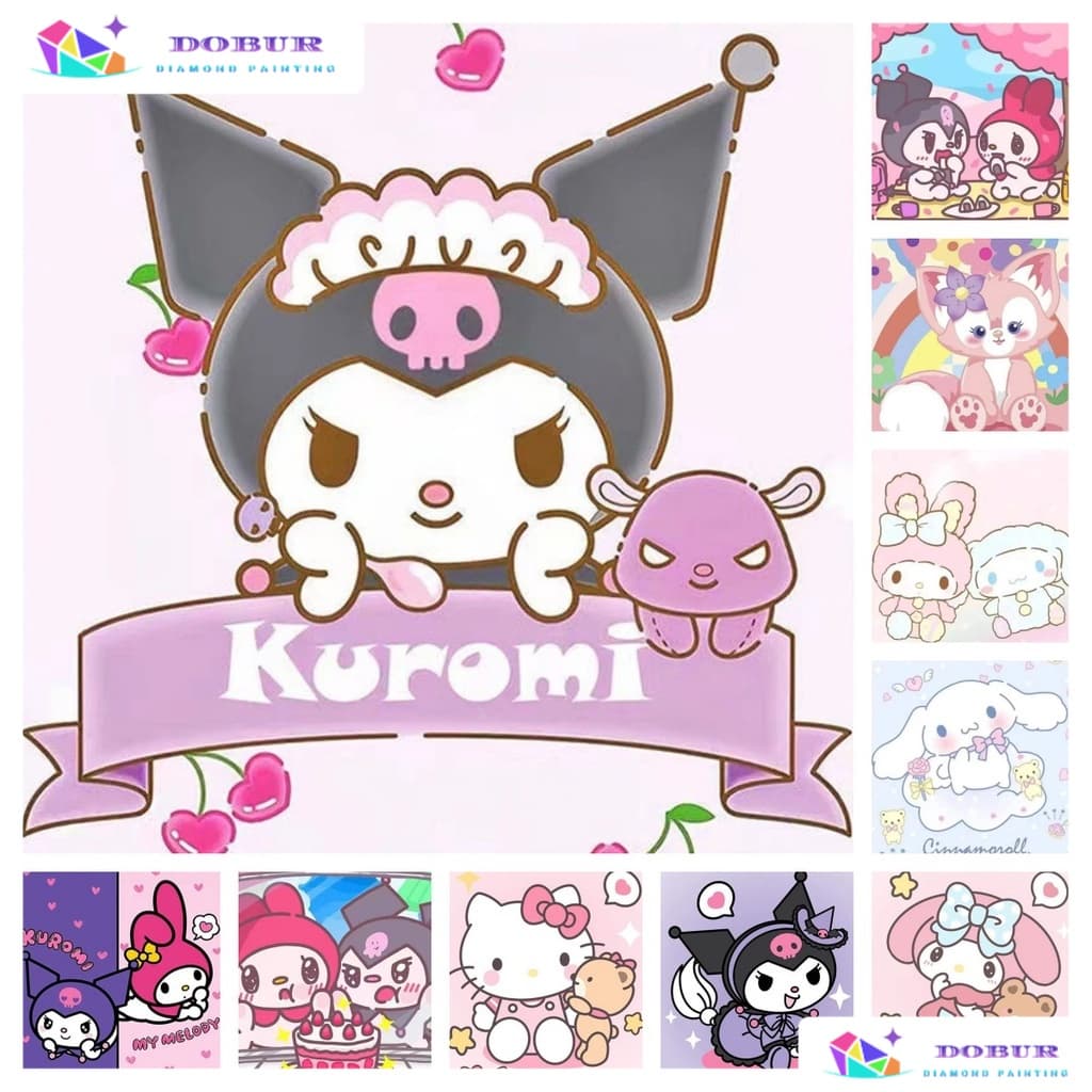 DOBUR | Pintura de Diamante Kit De Pintura Com Diamante Redondo/Quadrado Sanrio Kuromi hello kitty Full Drill Diamond 5D