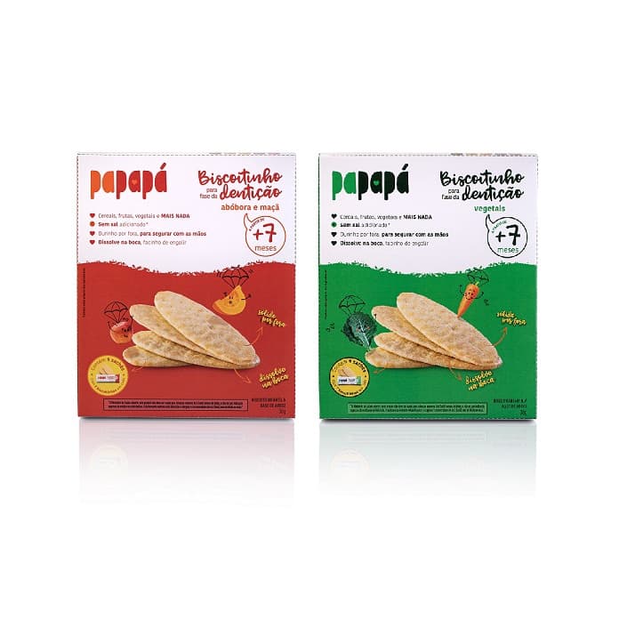 Kit 2 Biscoito Infantil para Fase da Dentição Papapá 72g Biscoitinho para fase de dentição