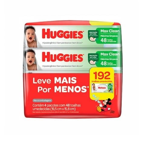 Lenços Umedecidos Max Clean Huggies - 192 Unidades