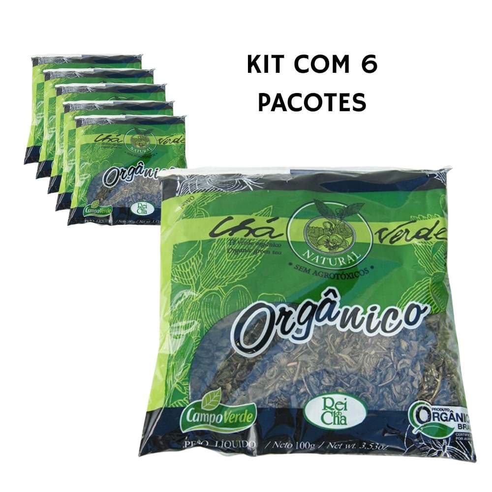 Kit 6 Chá Verde Orgânico das Folhas Campo Verde 100g cada