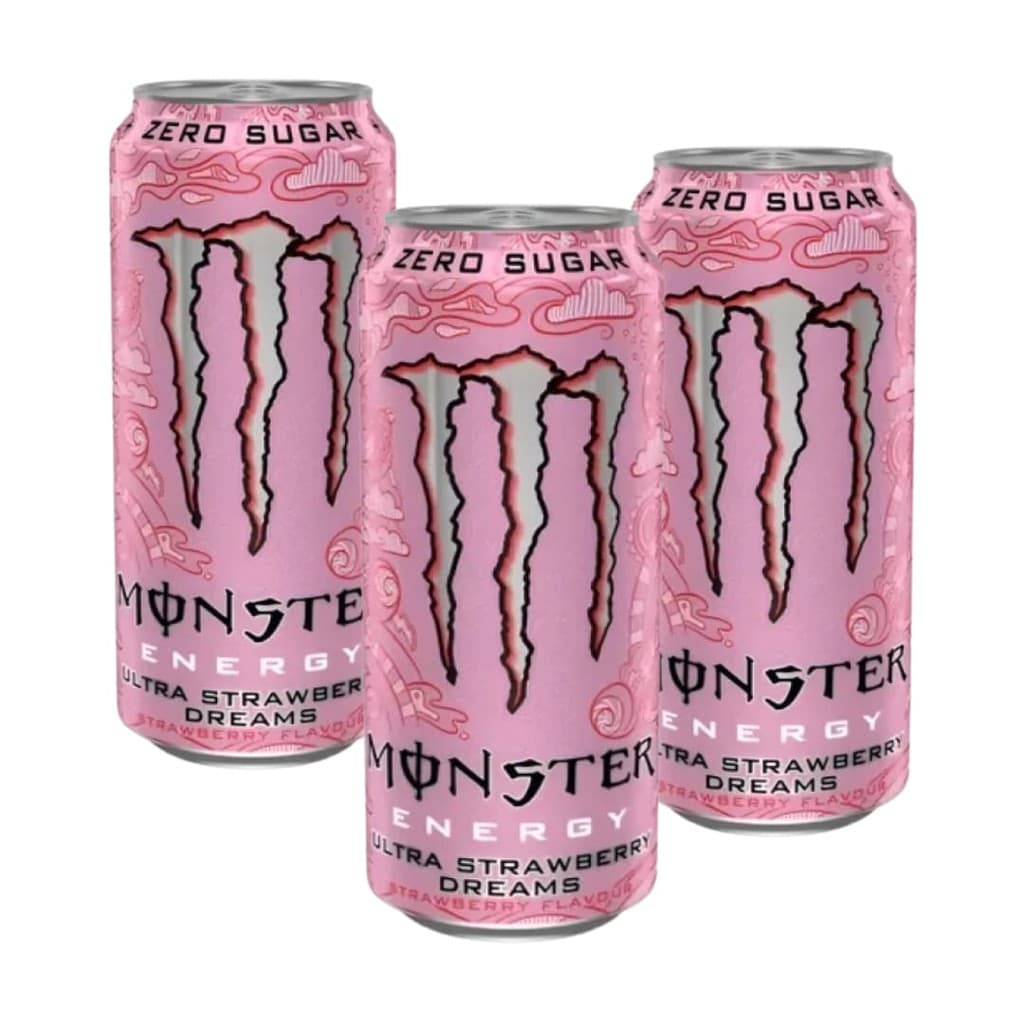 Bebida Monster Strawberry Dreams Importado 500ml - 3 latas