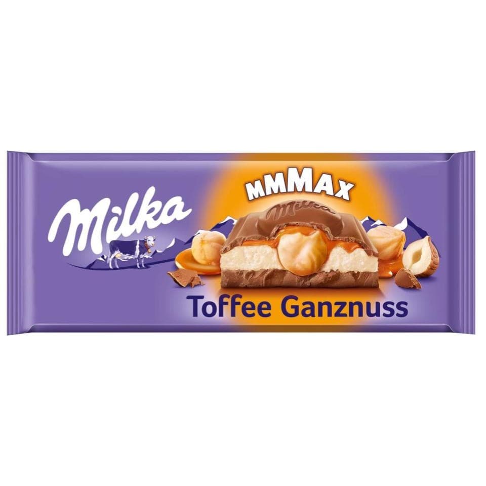 Milka Toffee Wholenut Chocolate Alpine Caramelo Avelãs 270g - Importado