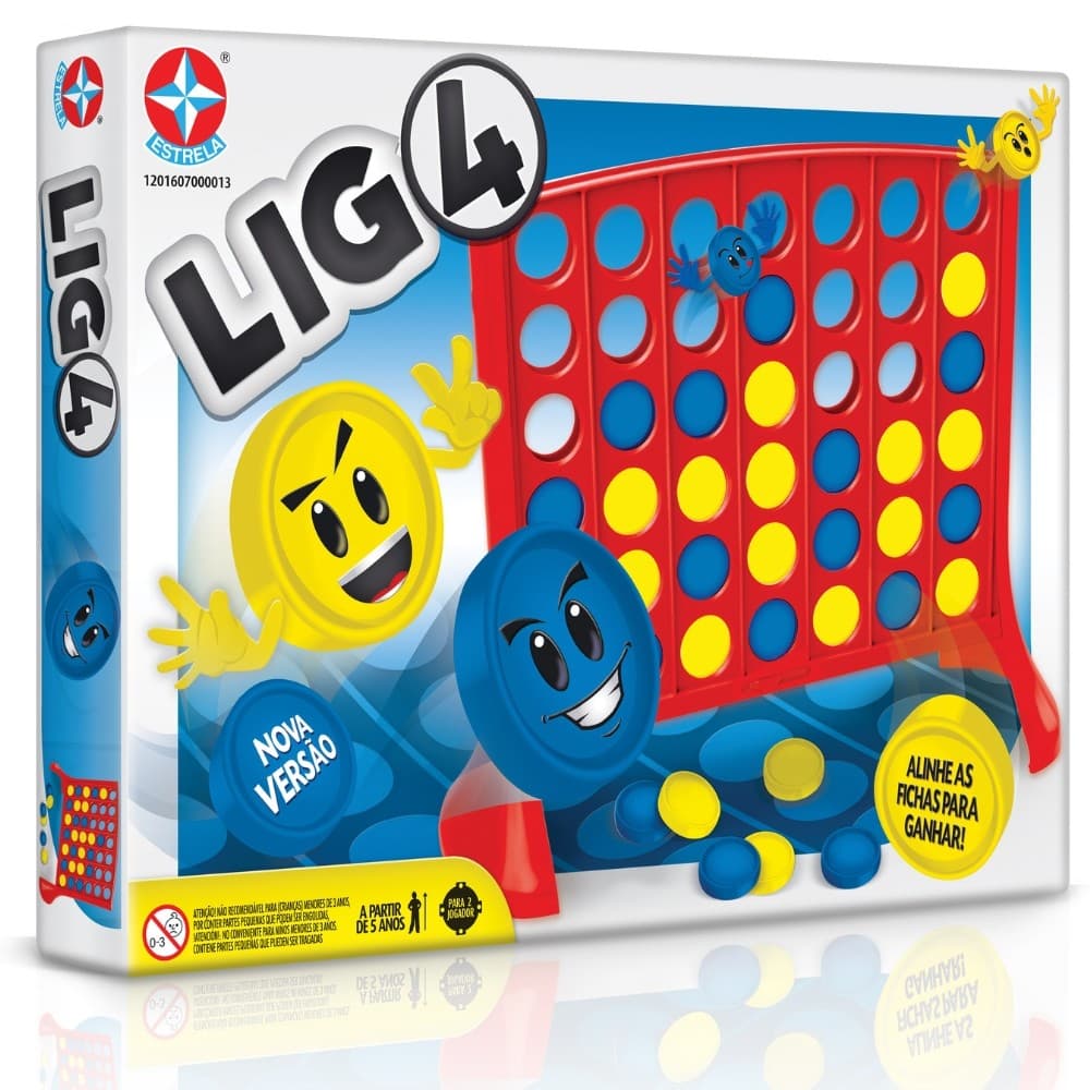 JOGO LIG 4 ESTRELA ESTRATÉGIA BRINQUEDOS DE MESA ALINHAR FICHAS FAMÍLIA DIVERSÃO LÓGICA QUADROS BASE