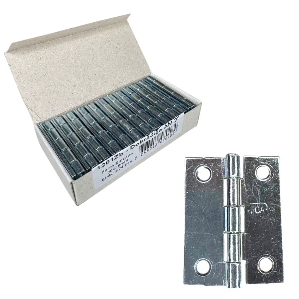 Dobradiça Porta Zincada Ferca 2" (50mm) Caixa 24 Peças
