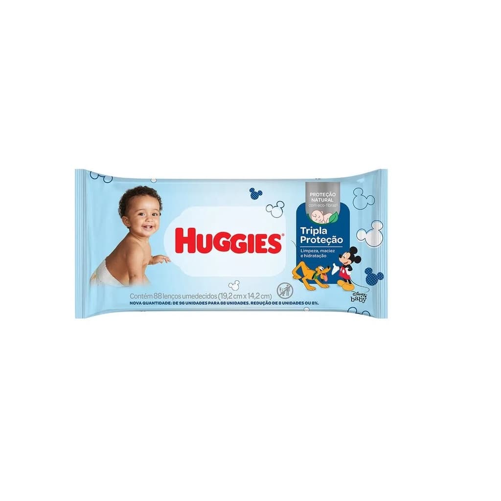 Kit 3 Toalhas Umedecidas Huggies Tripla Proteção 88 folhas (03 pacotes) - 264 unidades