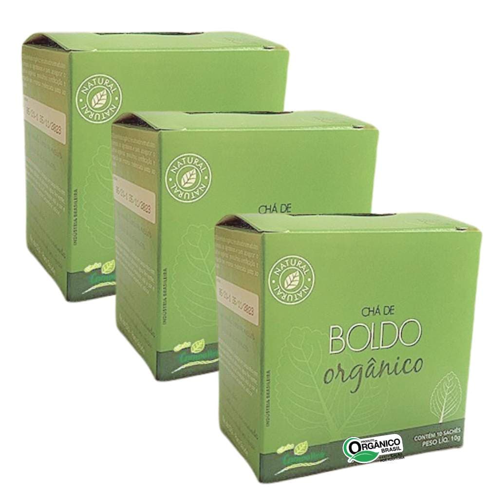 Kit 3 Boldo do Chile Chá Orgânico das Folhas 10 sachês cada cx Campo Verde