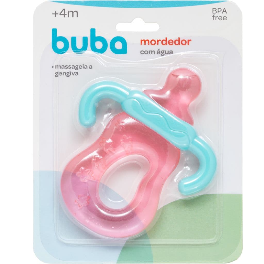 Mordedor Com Água Bebê Massageador De Gengiva Mamadeira Rosa 16267 Buba