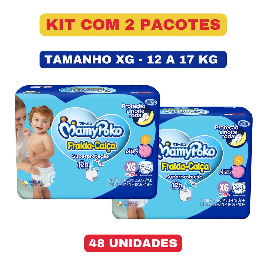 Kit c/ 2 pacotes Fralda Calça Descartável MamyPoko Superproteção XG