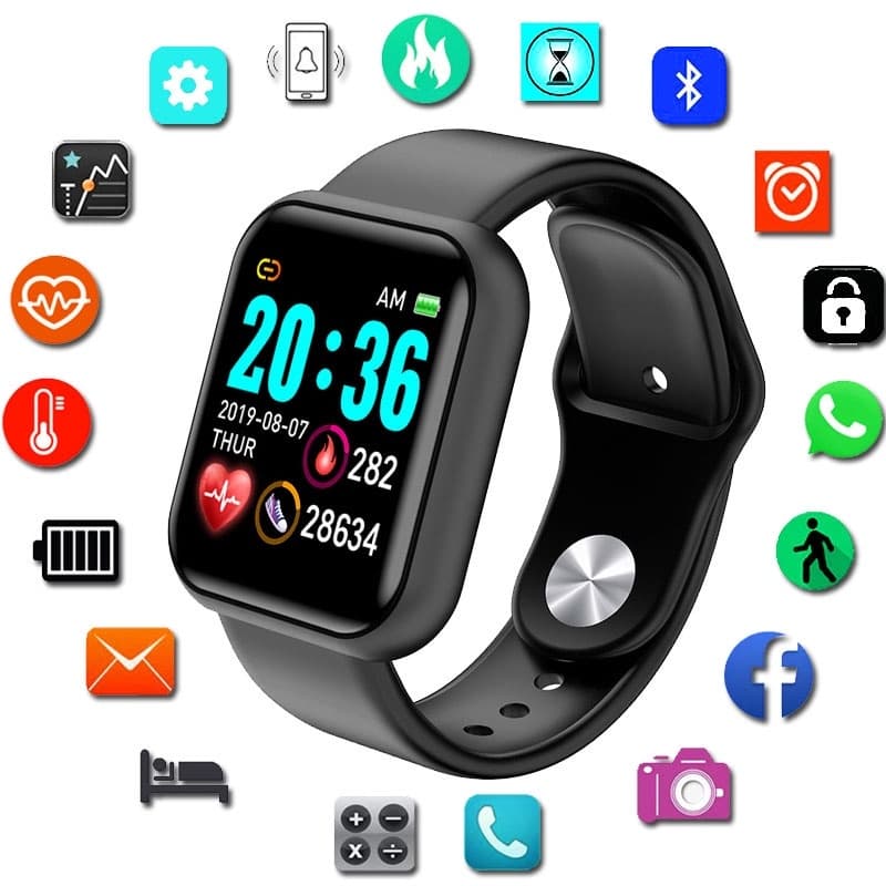 D20 Y68 Relógio Smartwatch Bluetooth À Prova D'água Com Monitor De Ajuste Inteligente