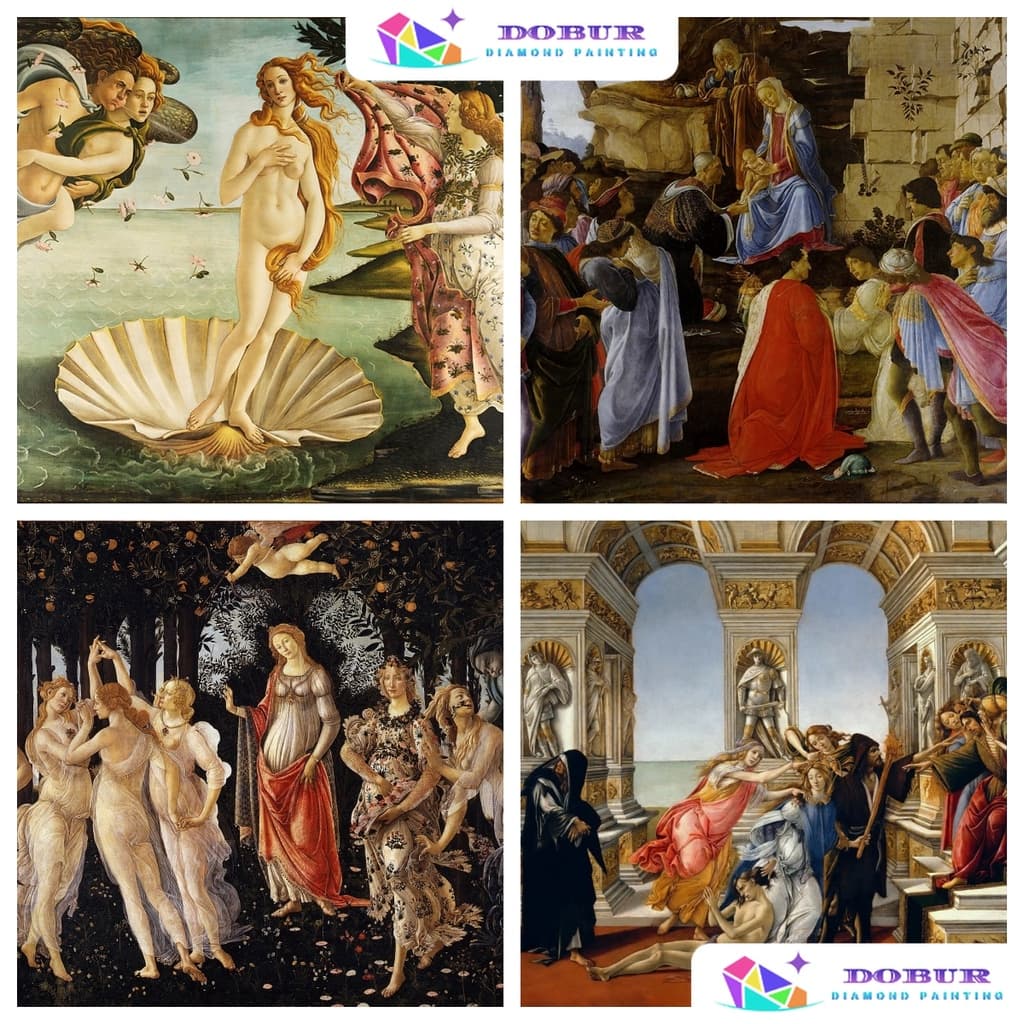 DOBUR | Conjunto De Pintura Com Diamante Botticelli Artística 5D DIY Tela De Perfuração Redonda/Quadrada Número De Artes
