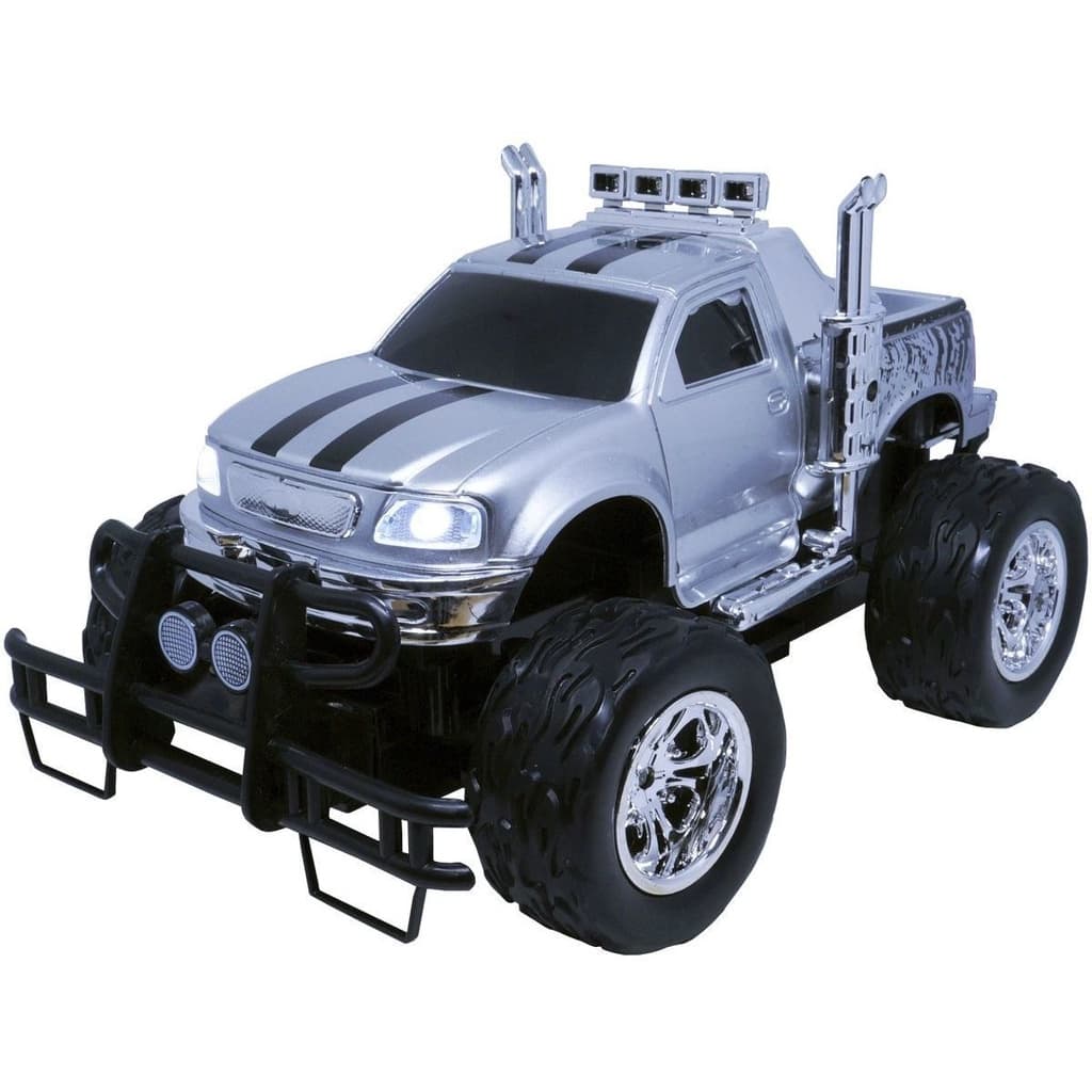 Carrinho Controle Remoto Elétrico Pilha Picape Monster Car 4x4 Off Road  BW027PR Prata