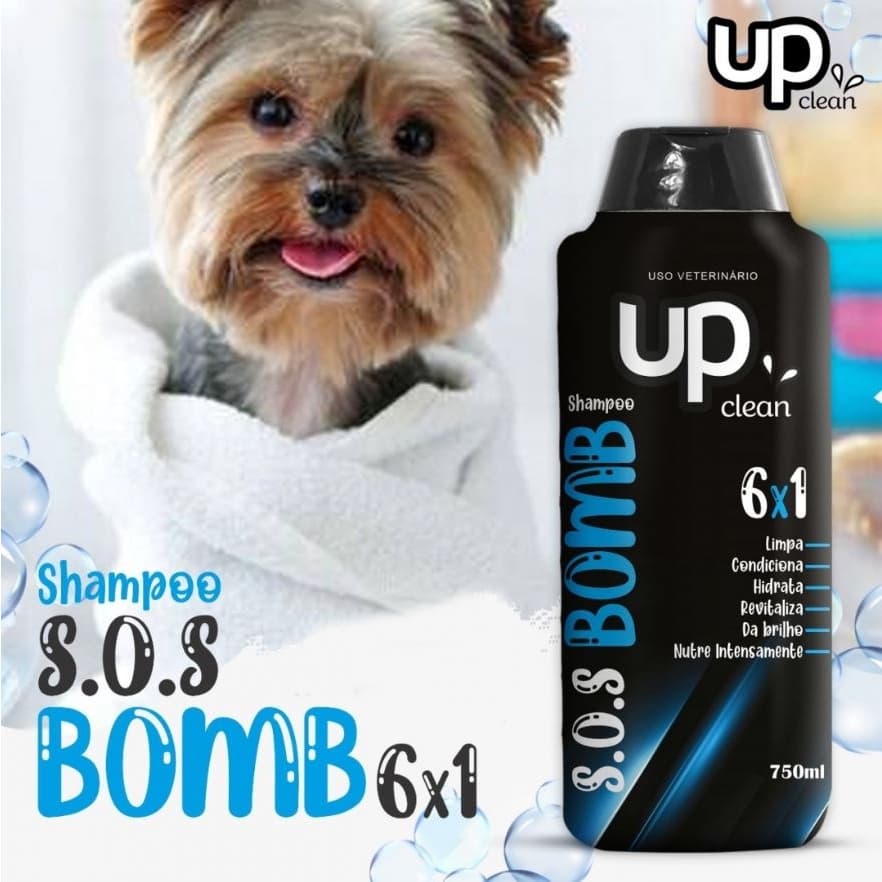 Shampoo para Cachorro 6 em 1 S.O.S Bomb 750ml Shampoo Pet Cheiroso Shampoo Cachorro Pelo Macio UP Clean