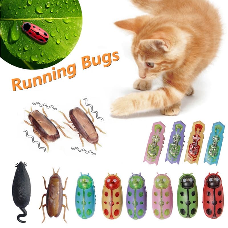Funny Bugs Cat Toy Mini Robô De Fuga Automático De Insetos Vibração Para Gatos Brinquedos De Barata Operados