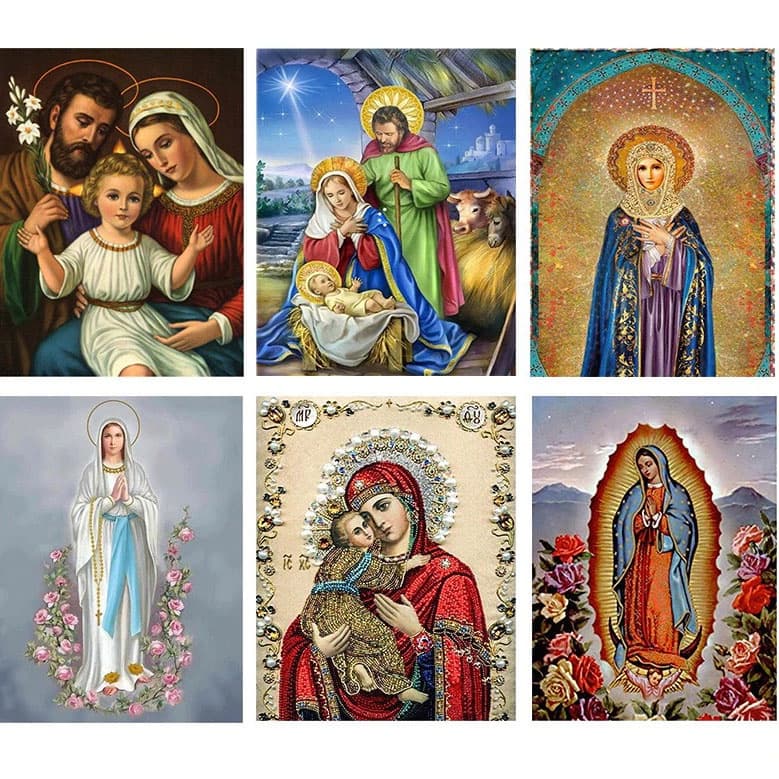 Círculo Completo Diamante 5D Bordado Pintura Diy Virgem Maria Mosaico Ídolo Religioso Jesus Artista Decoração De Casa