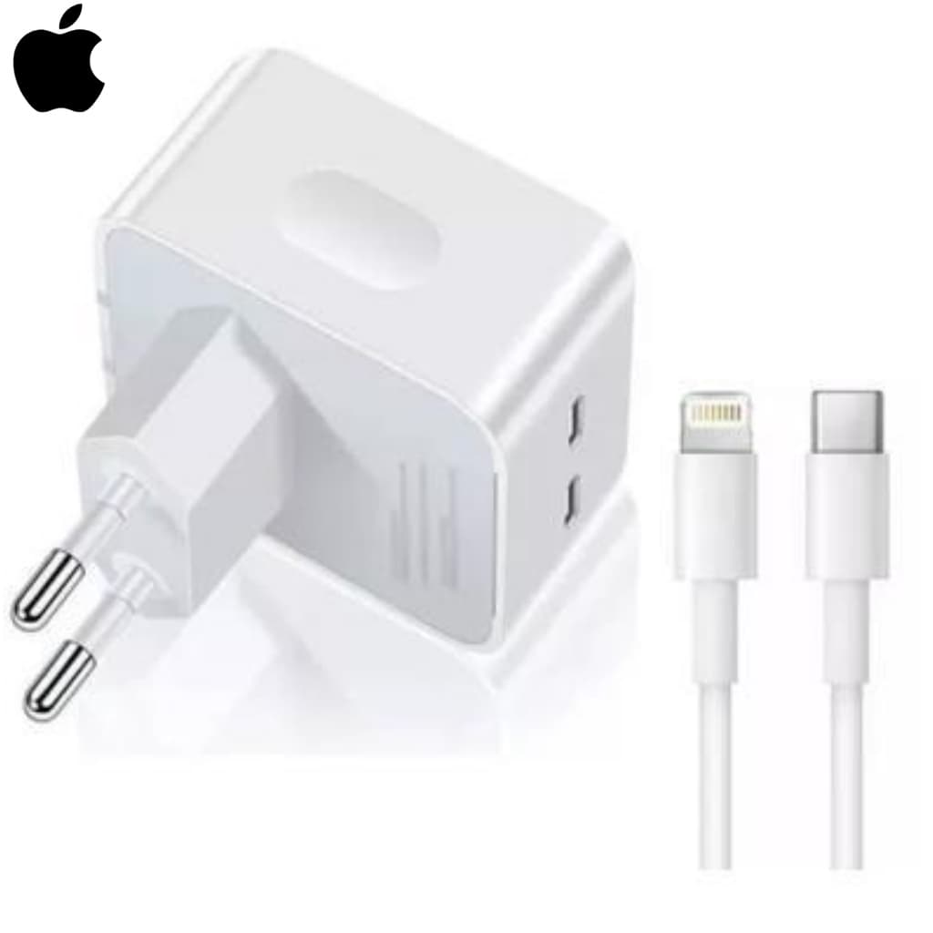 Carregador PD Duplo Fonte Carregador iPhone 12 Pro Max Adaptador Rápido USB Tipo C Para iPhone Fonte Turbo Duplo Usb C
