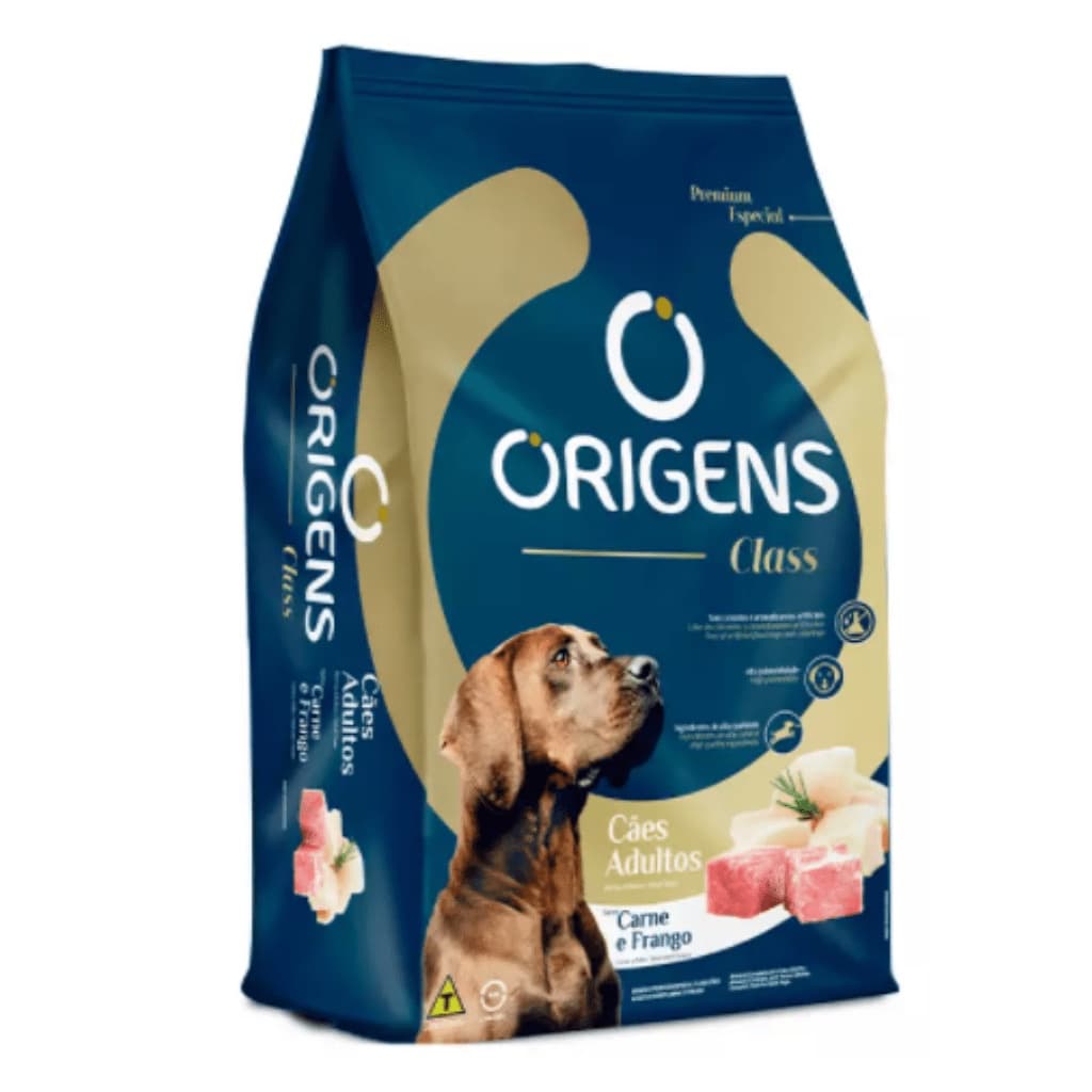 Ração Origens Class para Cães Adultos Sabor Carne e Frango - 15KG