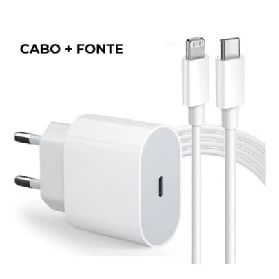Carregador iPhone Turbo Tipo-C 20W + Cabo Lightining para IPhone Carga rápida