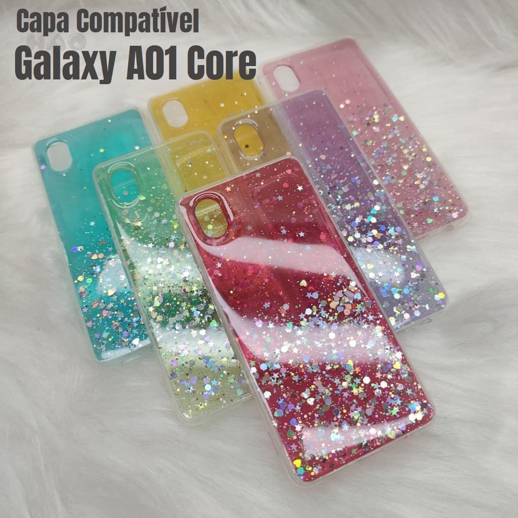 Capa Capinha de Celular Colorida brilho Para Samsung Galaxy A01 Core