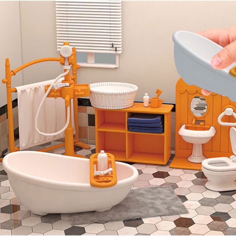 1/12 Simulação Floresta Coelho Família Dollhouse Critérios Quarto Cozinha Banheiro Sala De Estar Acessórios Brinquedos De Natal Meninas