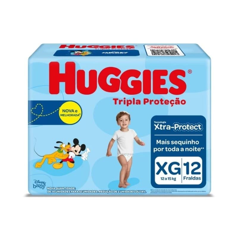 Fralda Huggies Tripla Proteção Tamanho XG com 12 Fraldas