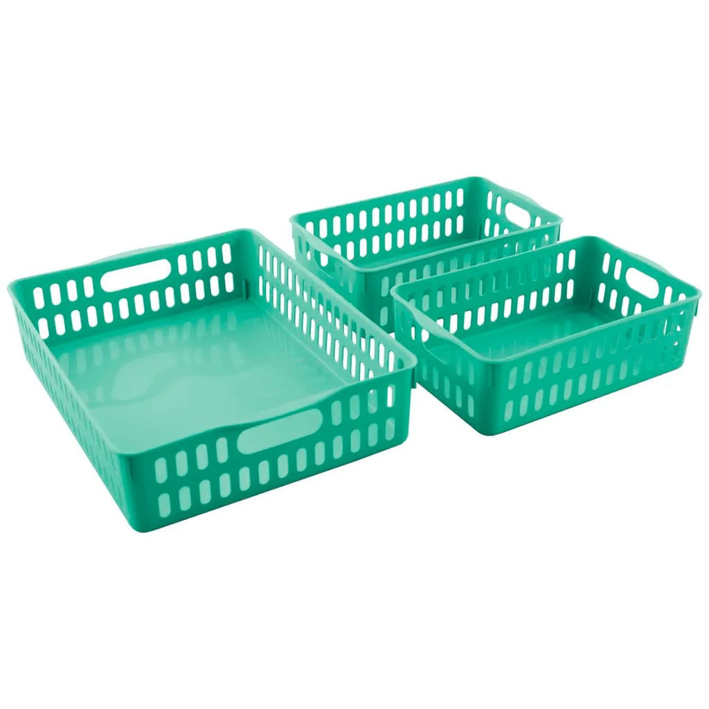 Kit 3 Cestos Organizadores Multiuso Para Cozinha Banheiro Armário Gaveta 01 Cesto Grande 02 Pequenos Porta Utensílios