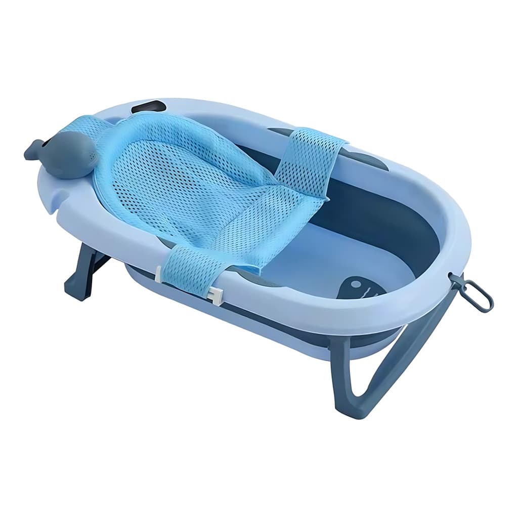Banheira De Bebê Recém-nascido Azul Dobrável Com Redinha