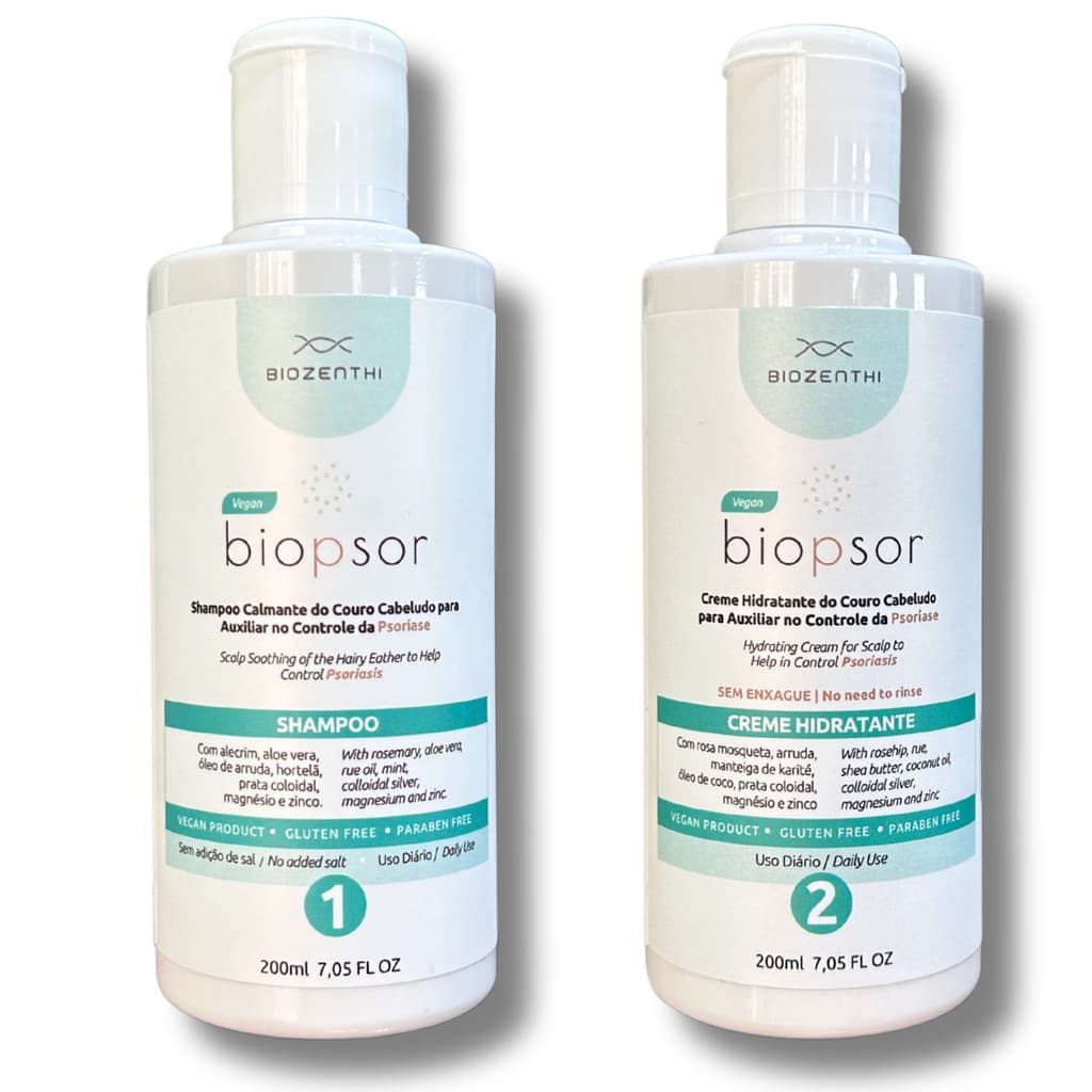 Kit Shampoo e Creme Hidratante Couro Cabeludo controle da Psoríase 200ml