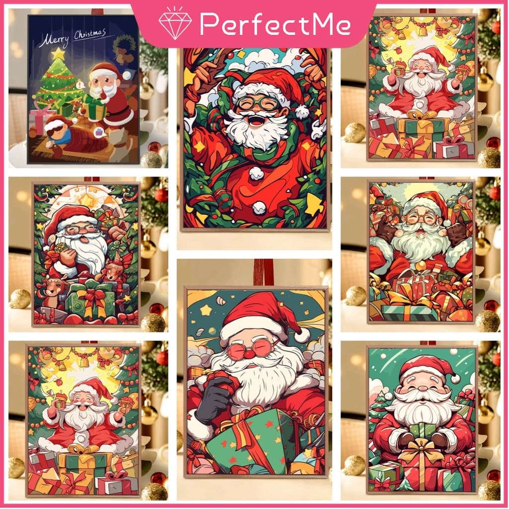 Pmchristmas 5D Pintura Diamante Ponto Cruz Conjunto Completo De Diamantes Acrílico Redondo Para Decoração De Casa 30x40c