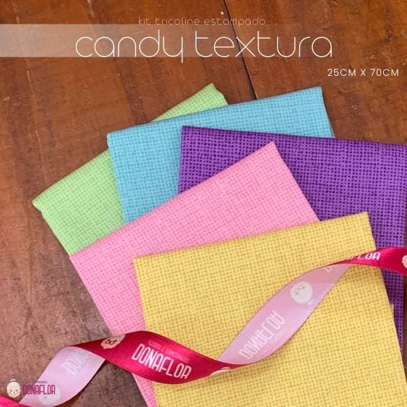 Kit 5Tricolines Candy Textura 25cm X 70cm 100% Algodão - para Panos de Prato, Fraldas  e Patchwork