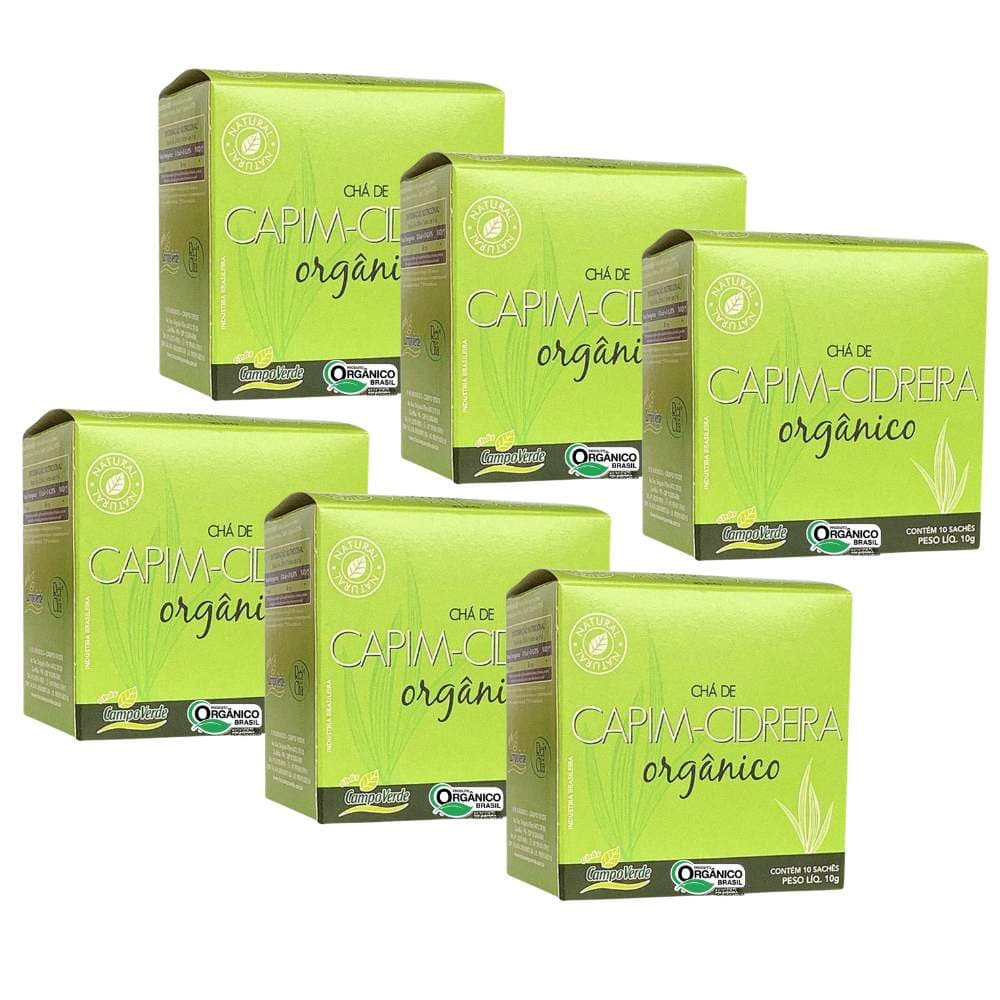 Kit 6 Capim Erva Cidreira Chá Orgânico Cymbopogon 10 sachês cada