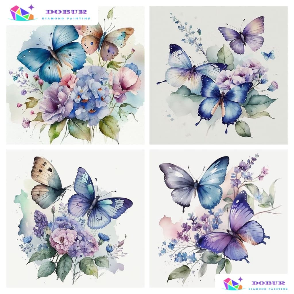 Conjunto De Pintura De Diamante 5D Borboleta Redonda/Quadrada DIY Broca Completa Com Kits Numéricos Casa Mosaico Lona De