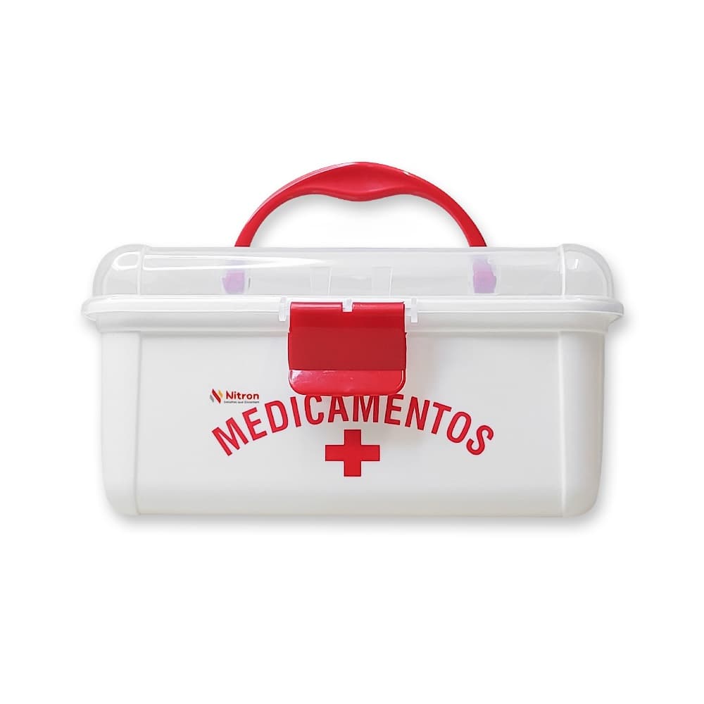 Maleta Kit Primeiros Socorros Caixa Pequena Nitronplast Frasqueira para Medicamentos de Plastico Guarda Remedios
