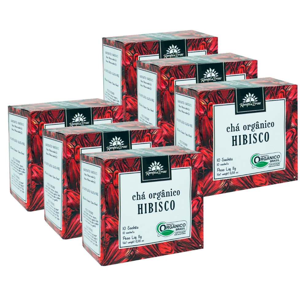 Kit 6 Hibisco flor Orgânica 10 sachês por cx Kampo