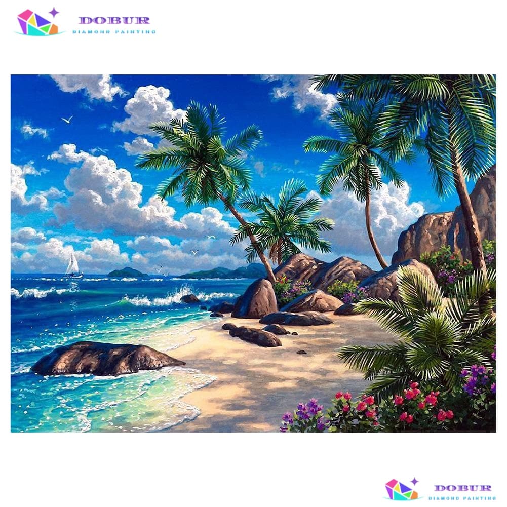 DOBUR | Pintura Diamante 5D Pintura de Diamante Kits De Pintura Com Diamante Para Redondos/Quadrados Natureza Da Praia D
