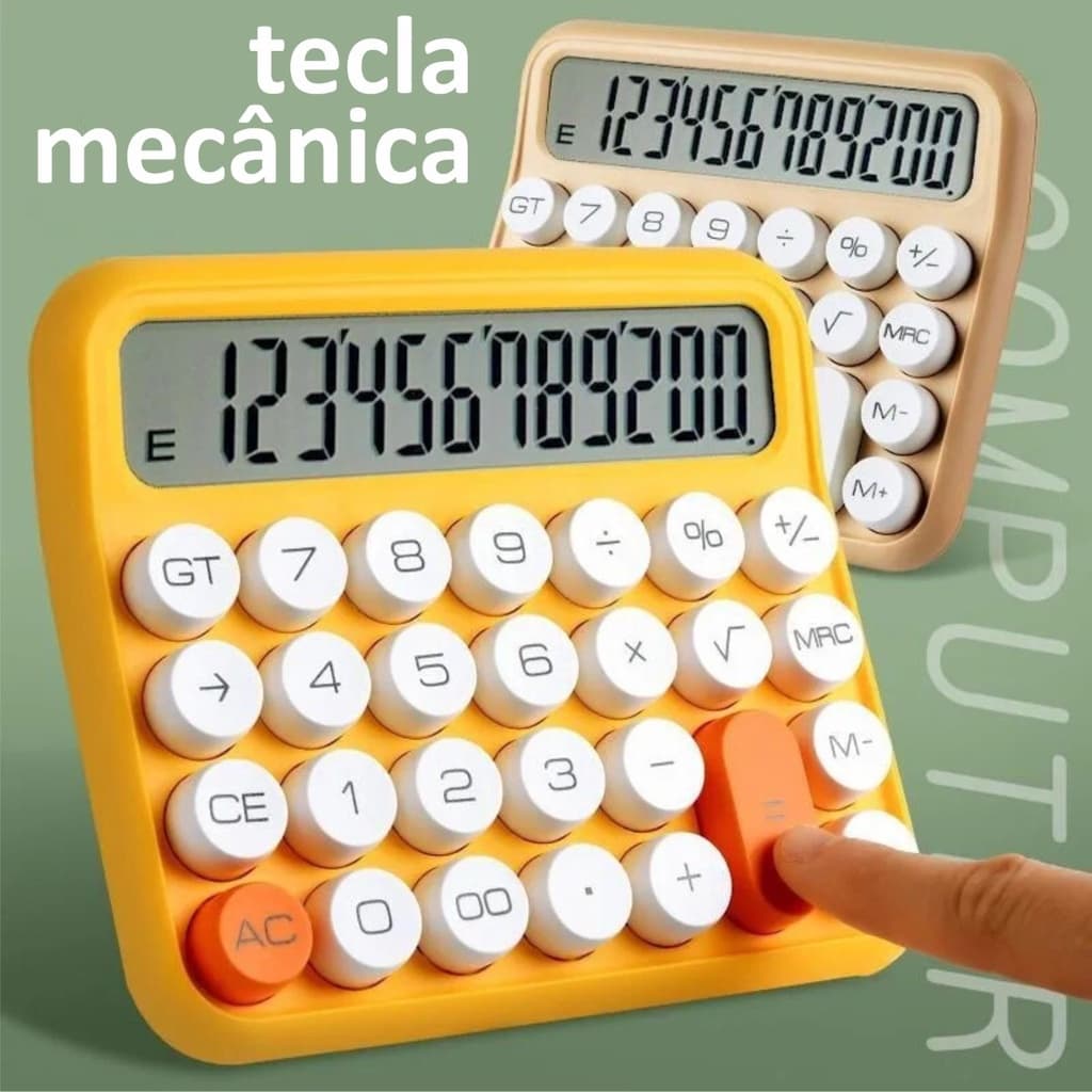 Calculadora Com Teclado Mecânico Com Visor Grande Resistente