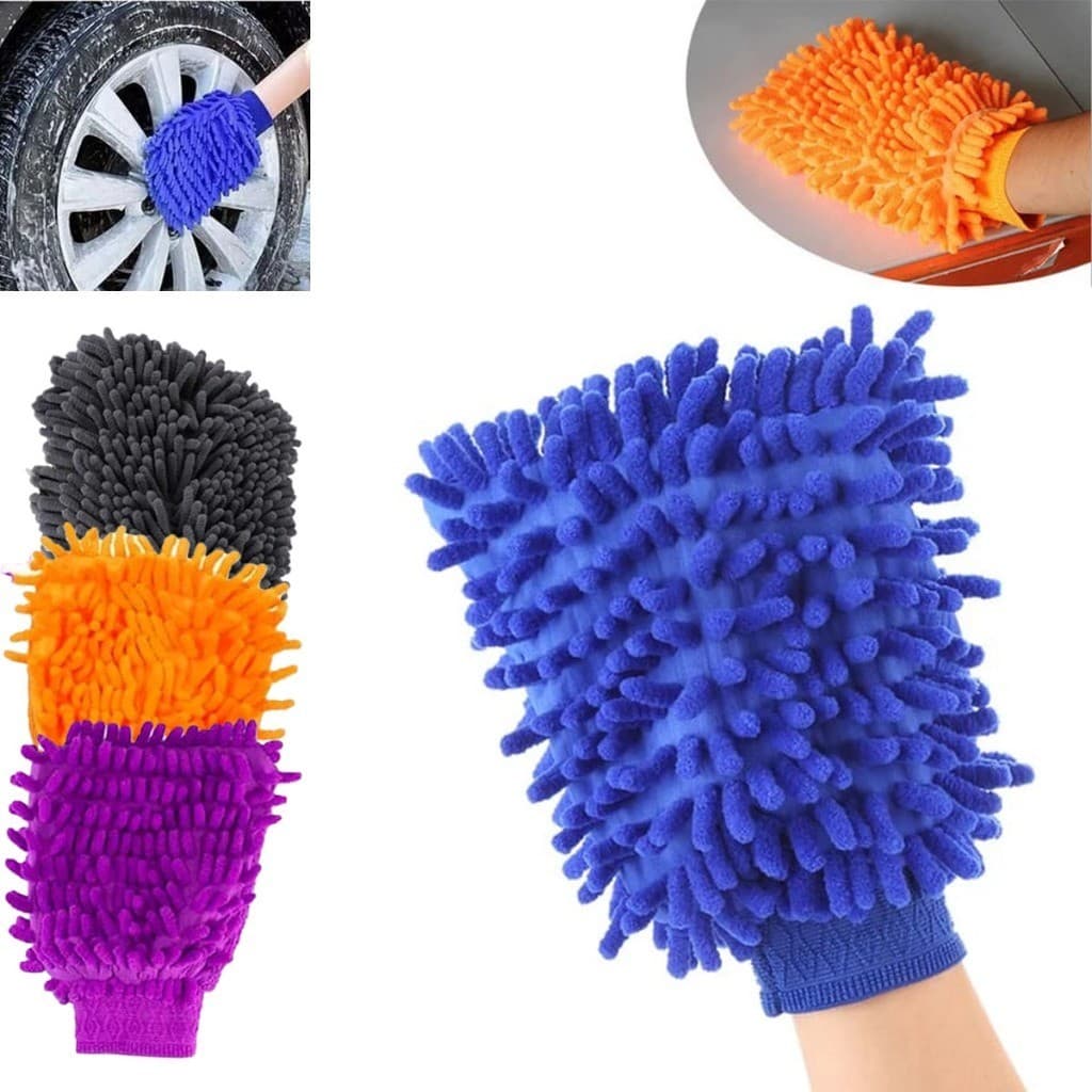 Kit 2 Luva de Limpeza de Microfibra Multiuso - Lavagem de Carro Moto e Uso Doméstico