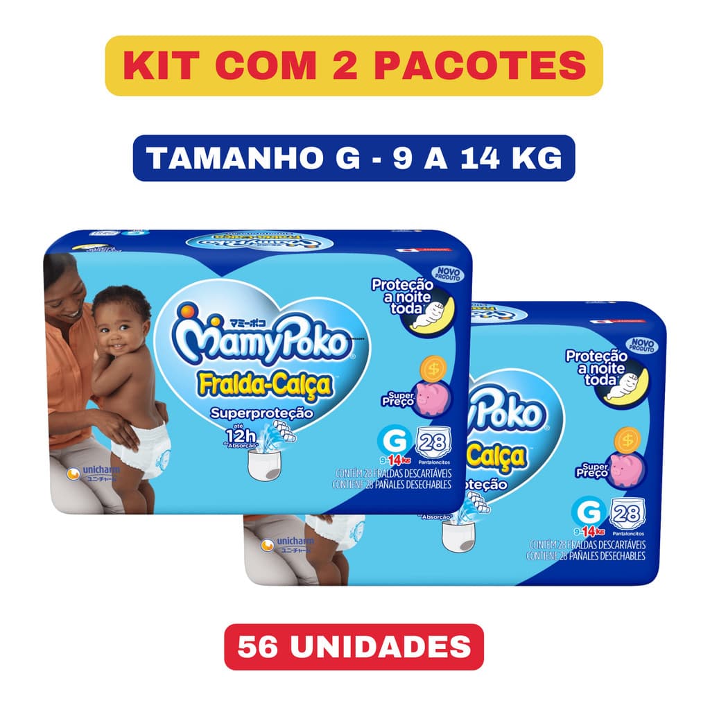 Kit c/ 2 pacotes Fralda Calça Descartável MamyPoko Superproteção G