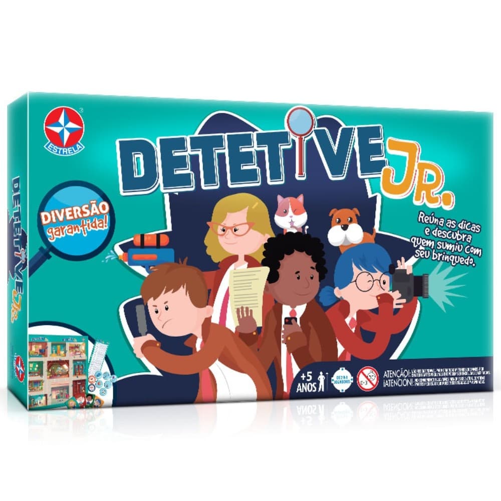 JOGO DE TABULEIRO DETETIVE JR ESTRELA BRINQUEDO JÚNIOR MESA FAMÍLIA DIVERSÃO AMIGO DICA INVESTIGAÇÃO
