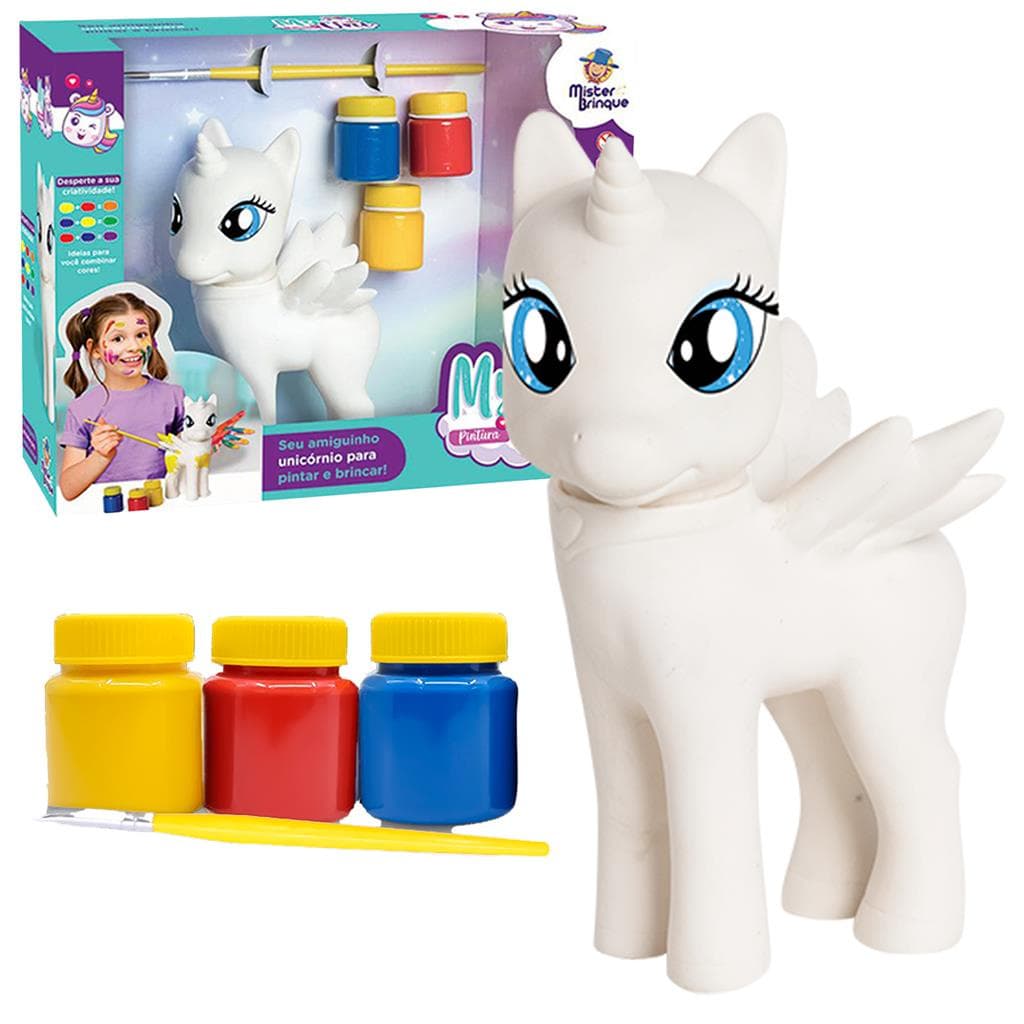 Boneco Unicornio Para Colorir Pintar Com 3 Tintas Para Criancas Brinquedo de Pintura Infantil Educativa - Mister Brinque