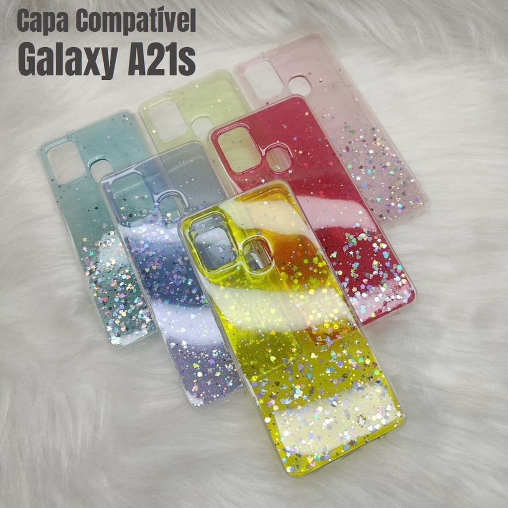 Capa Capinha de Celular Colorida brilho Para Samsung Galaxy A21s