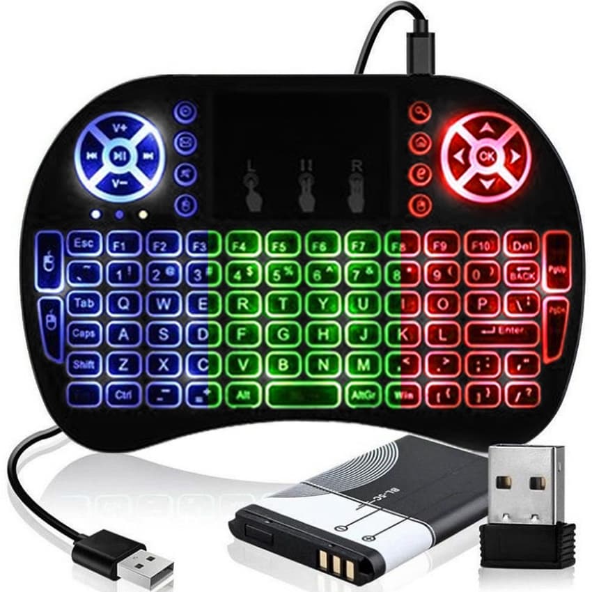 Mini Teclado Bluetooth Wireless Iluminado Led Color Touchpad Controle Portátil Video Game Notebook