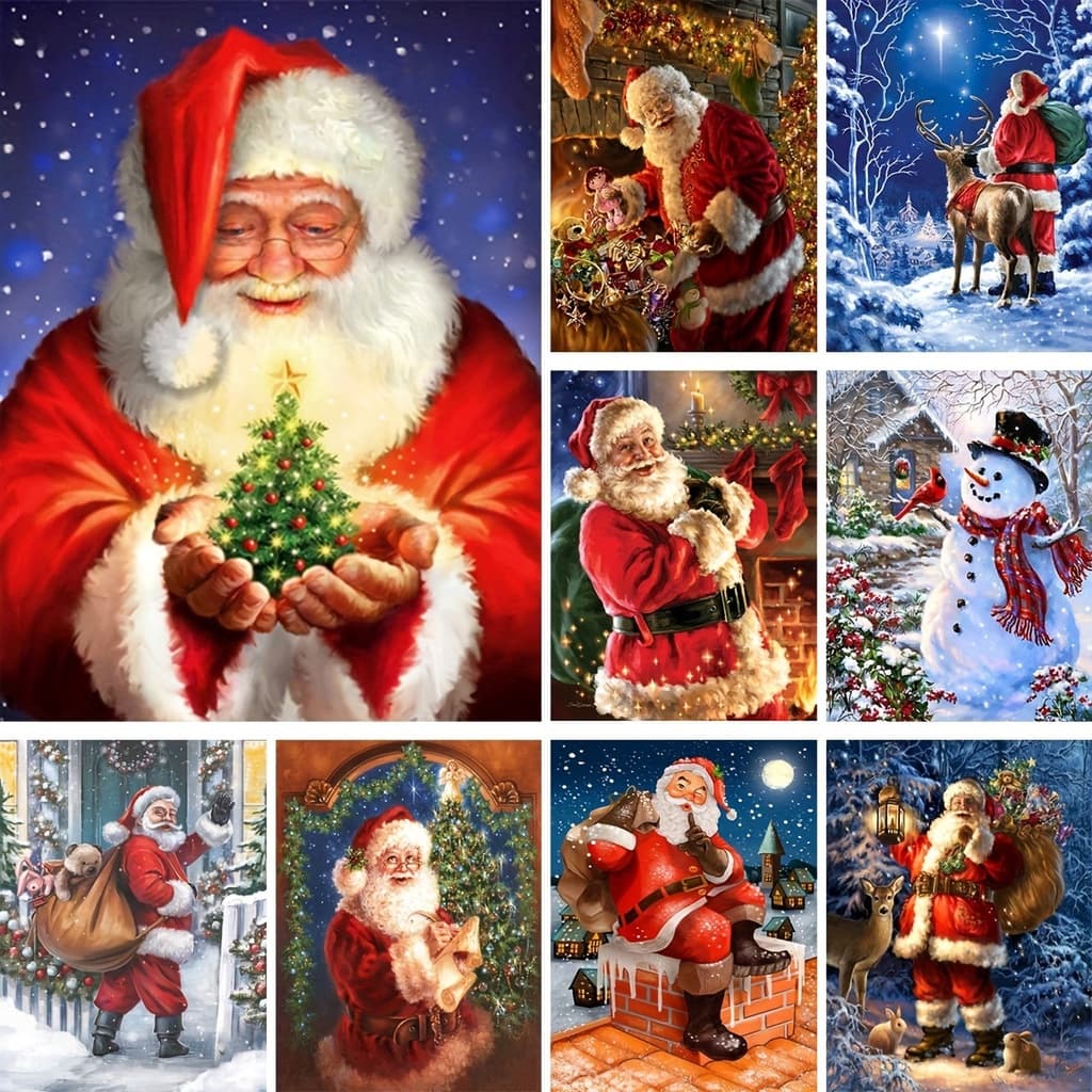 Kit De Pintura DIY Santa Claus Diamond-Arte Com Diamante 5D Diamantes Completos , Artesanato Perfeito Para Decoração De Parede Doméstica