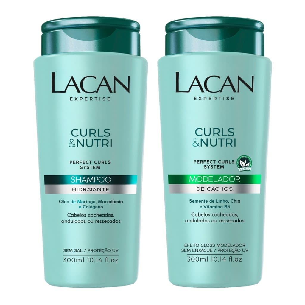 Kit Lacan Curls e Nutri Shampoo Hidratante Modelador Cachos