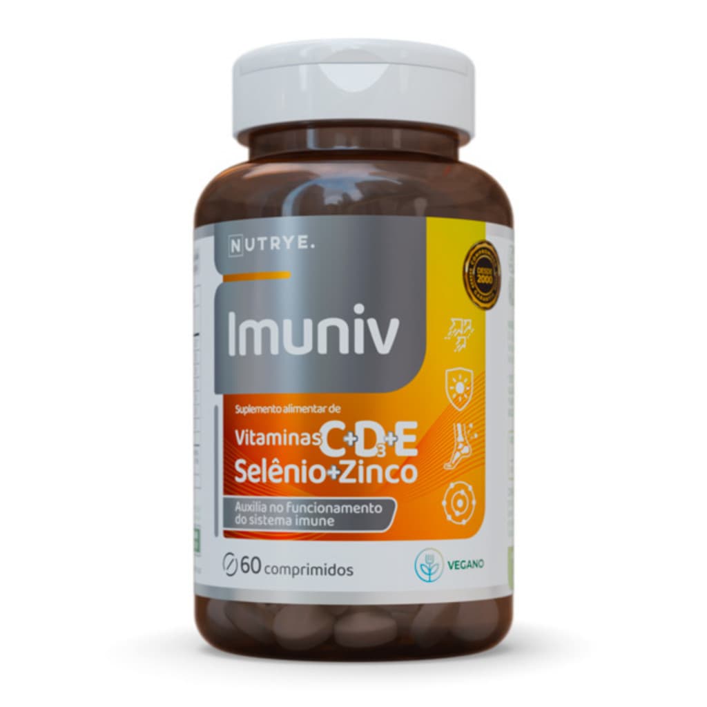 Vitamina D3 + Vitamina C + E Zinco Selênio Vitamina para Imunidade Baixa Imuniv 60 comprimidos