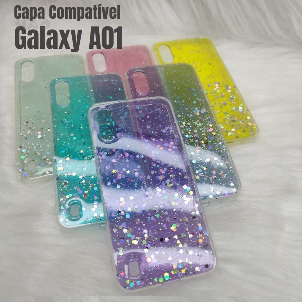 Capa Capinha de Celular Colorida brilho Para Samsung Galaxy A01