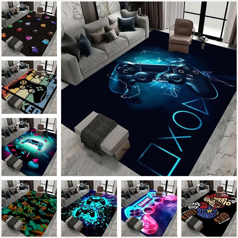 Controlador De Videogame Impresso Tapete De Tamanho Grande , Sofá De Sala De Estar Decoração De Quarto esports Masculino
