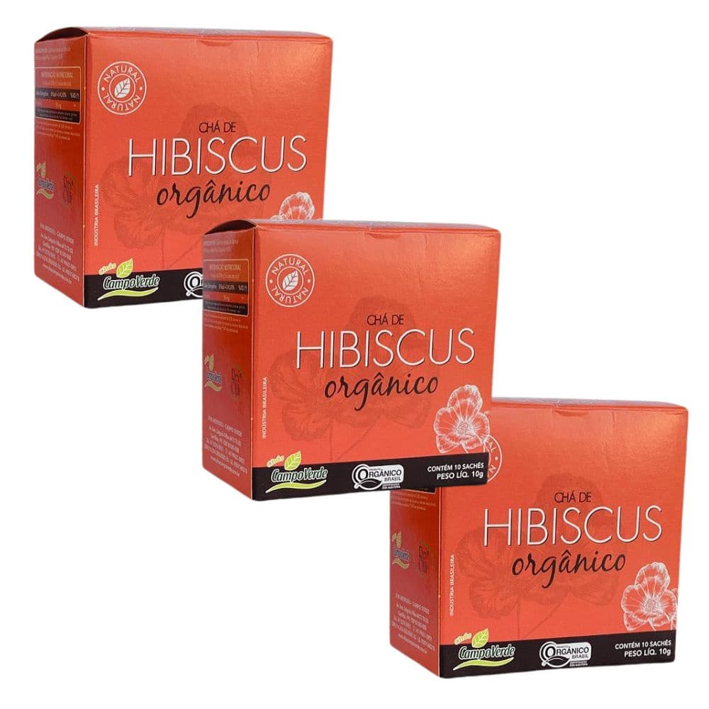 Kit Hibiscus Chá Orgânico de Hibisco 10 sachês por cx Campo Verde